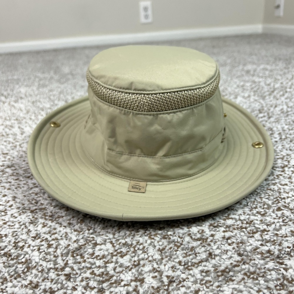 Tilley Mens Hat 7 3/8 Beige Boonie Wide Brim UPF 50 Nylon Outdoor Cap Sun Hiking